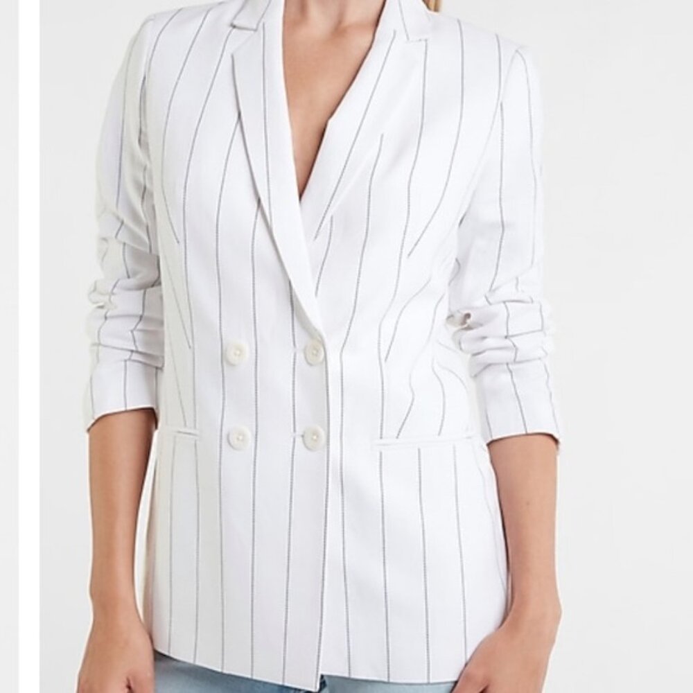 Express black and white pinstriped oversized blazer